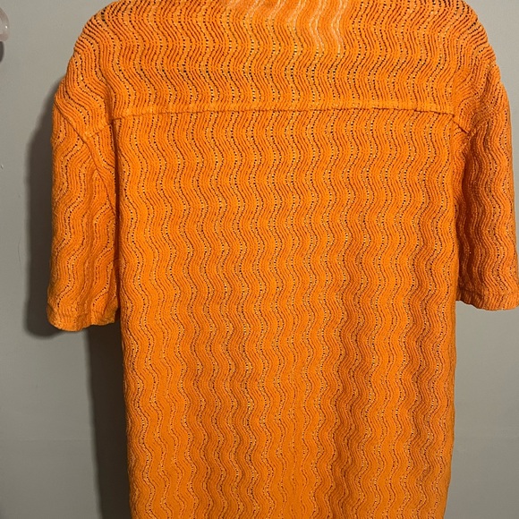 Orange Textured Men's Shirt - Picture 4 of 4